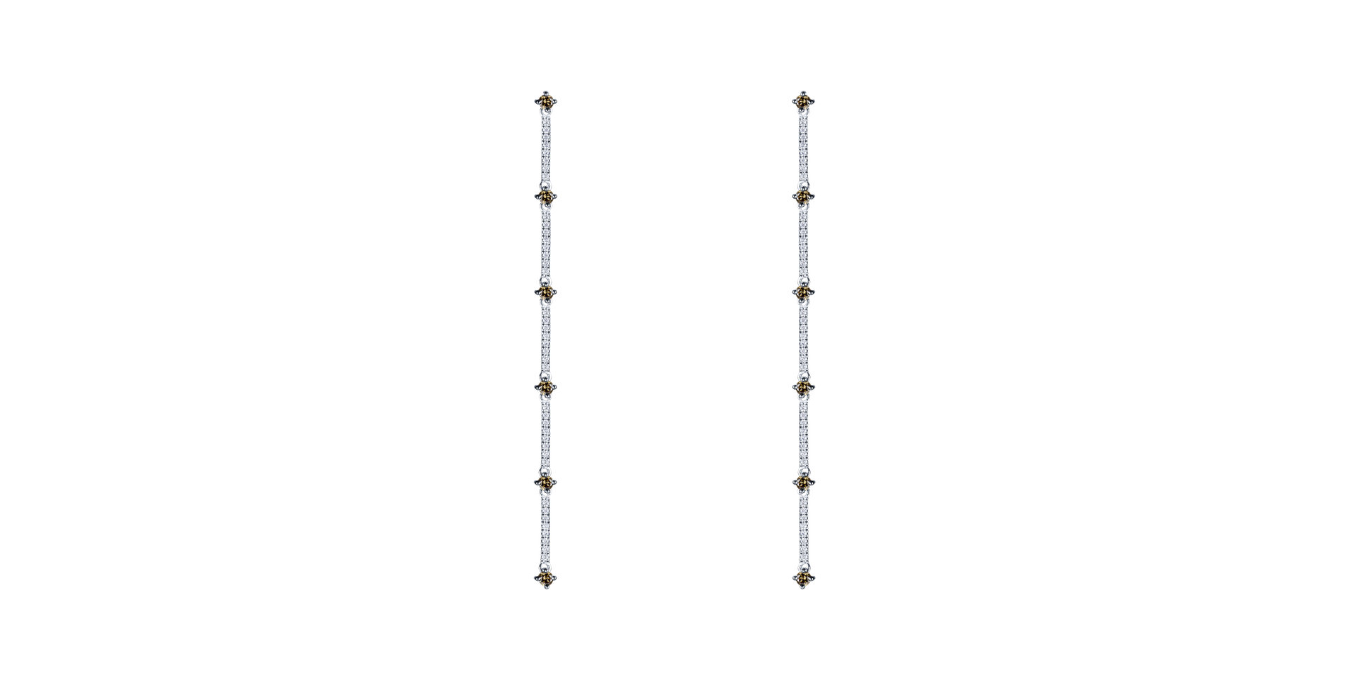 Náušnice s bielymi a hnedými diamantmi Starry Waterfall