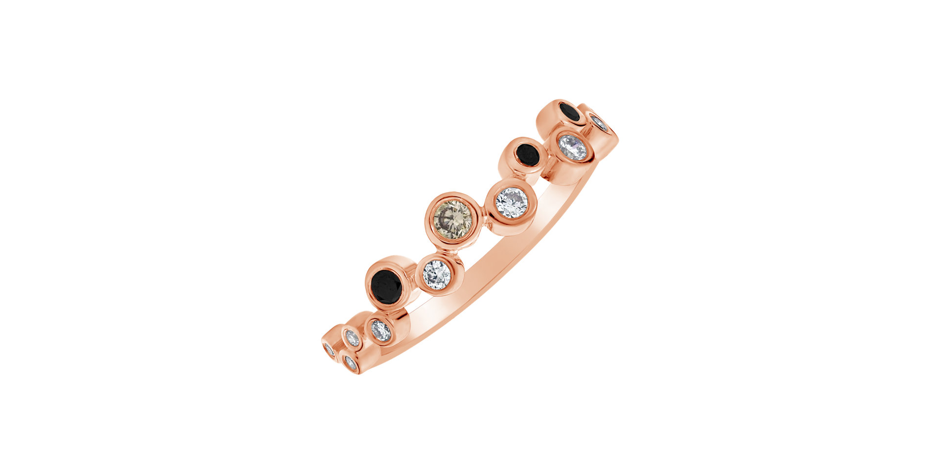 Prsteň s bielymi, hnedými a čiernymi diamantmi Virgin Tears