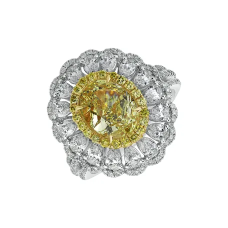 Prsteň s bielymi a žltými diamantmi Cinderella Charm
