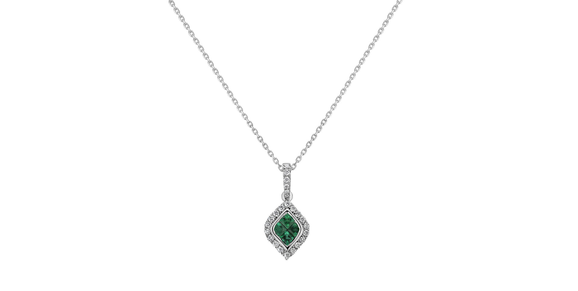 Přívěsok so smaragdmi a diamantmi Fride