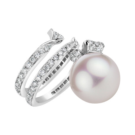 Prsteň s perlou a diamantmi Samantha