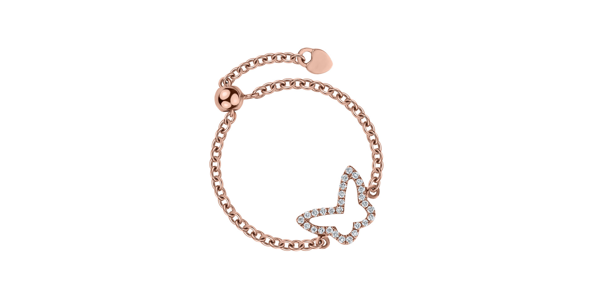 Prsteň s diamantmi Chain Butterfly