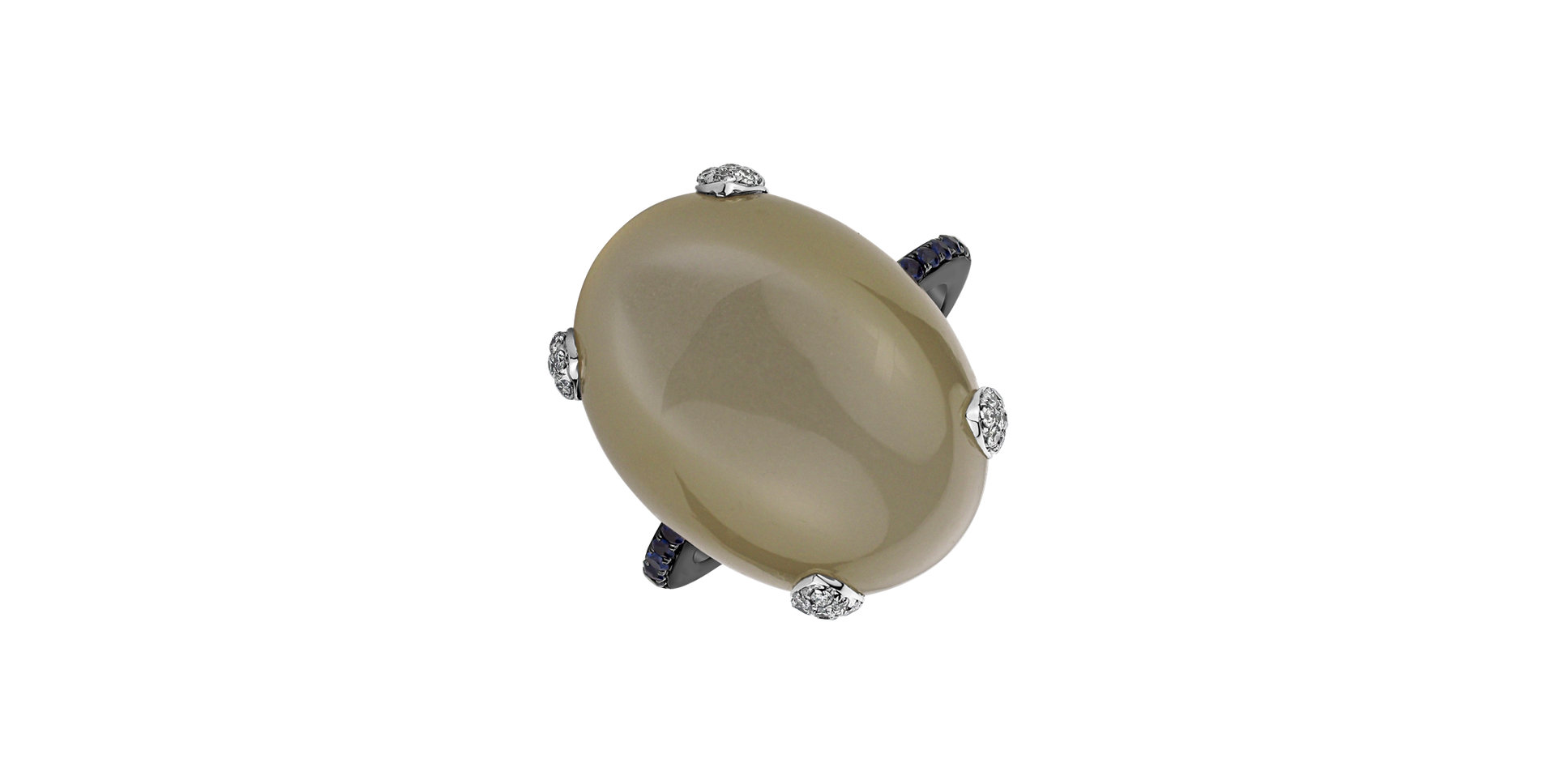 Prsteň s mesačným kameňom, diamantmi a zafírmi Noble Gem