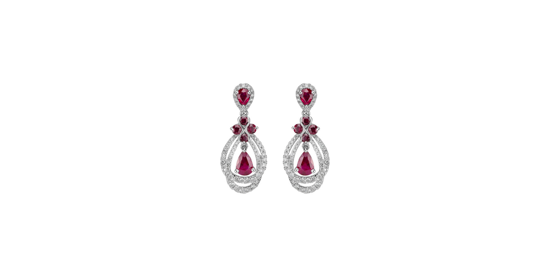 Náušnice s diamantmi a rubínmi Ruby Chandelier