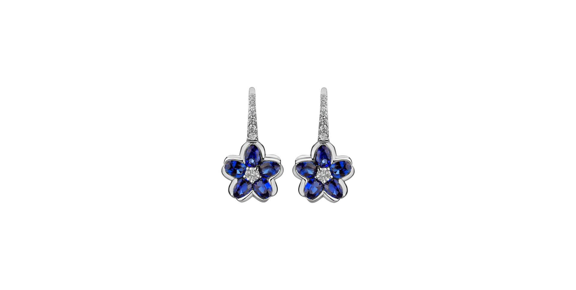 Náušnice s diamantmi a zafírmi Shinning Campanula