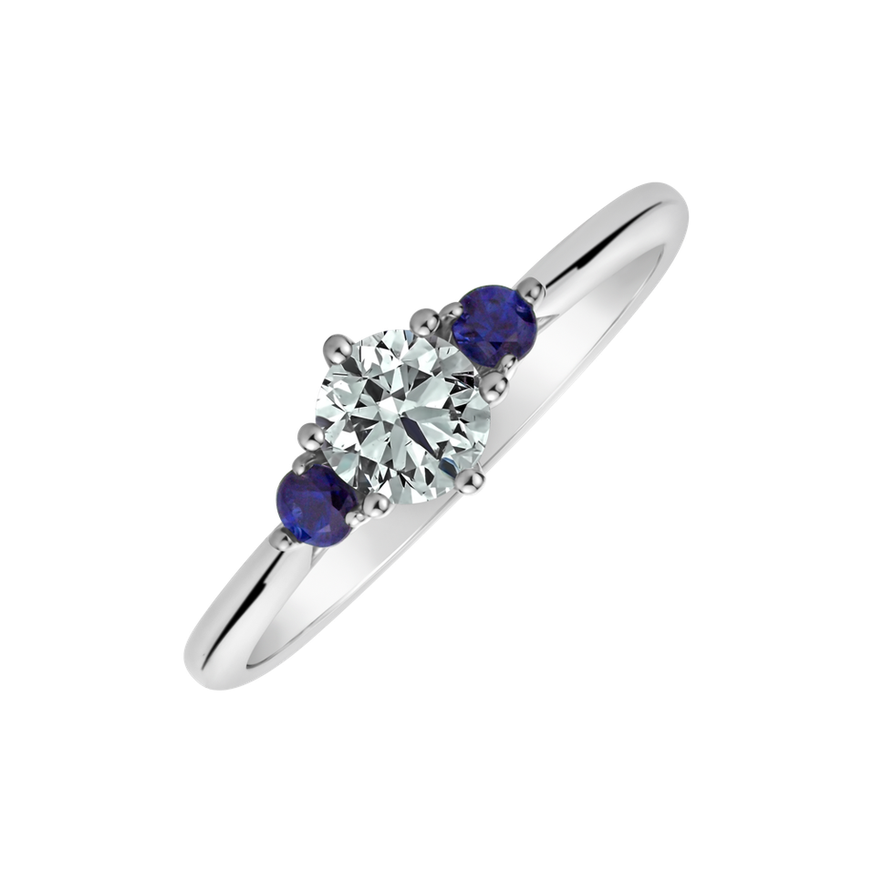 Prsteň s diamantom a zafírmi Midnight Serenity