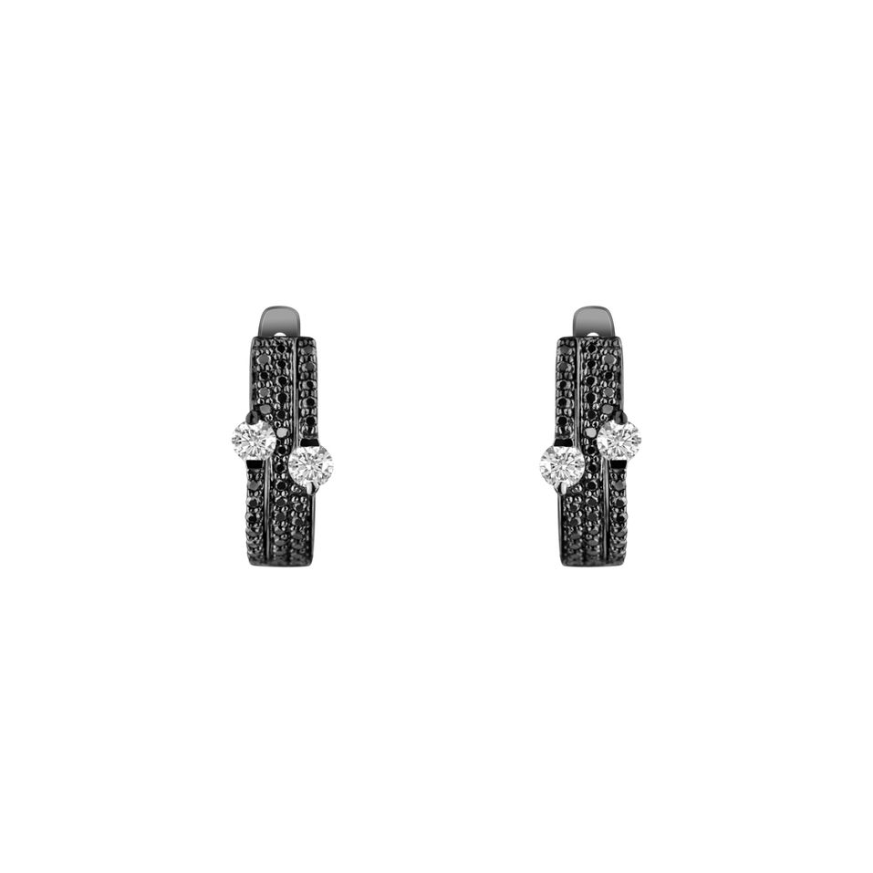 Náušnice s čiernymi a bielymi diamantmi Alchemy Essence
