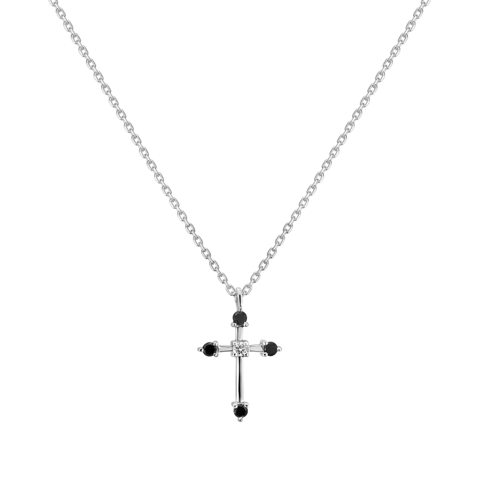 Náhrdelník s čiernymi a bielymi diamantmi Secret Glory
