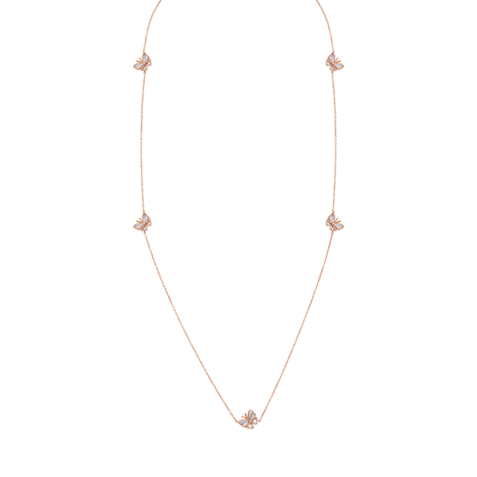 Náhrdelník s diamantmi a perletěmi Butterfly Twist