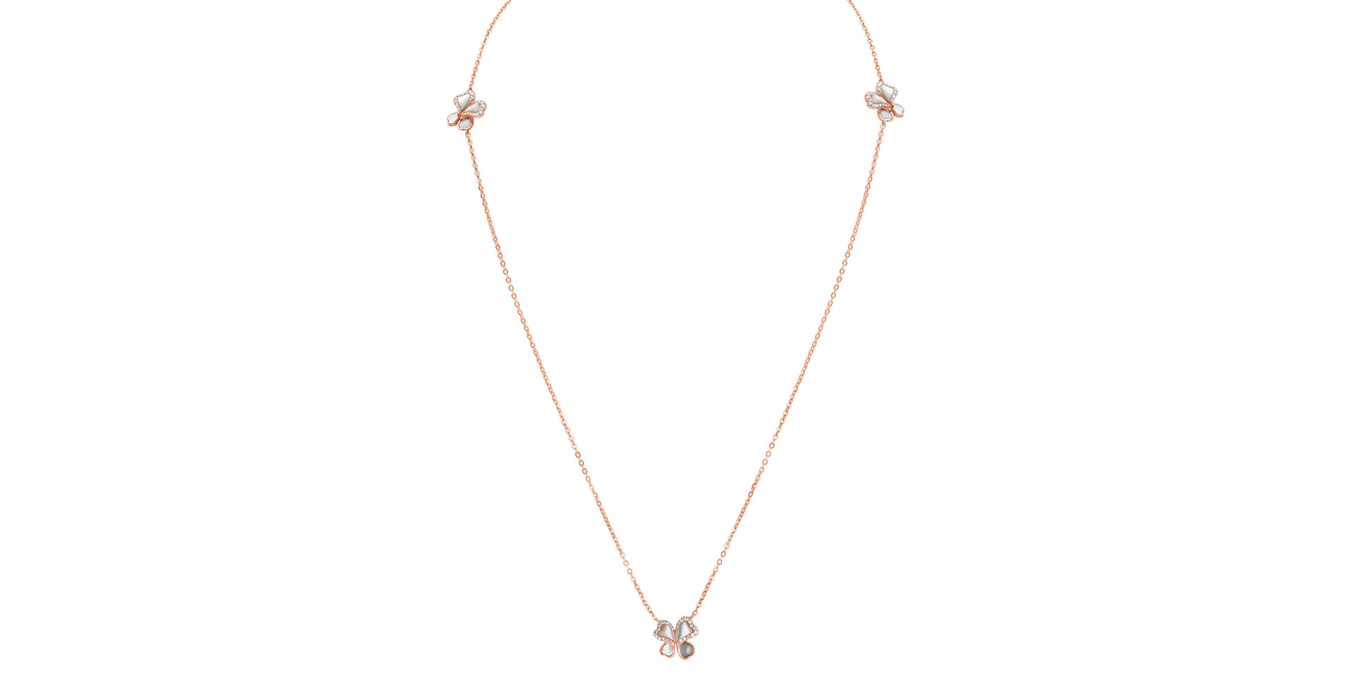 Náhrdelník s diamantmi a perletěmi Butterfly Queen