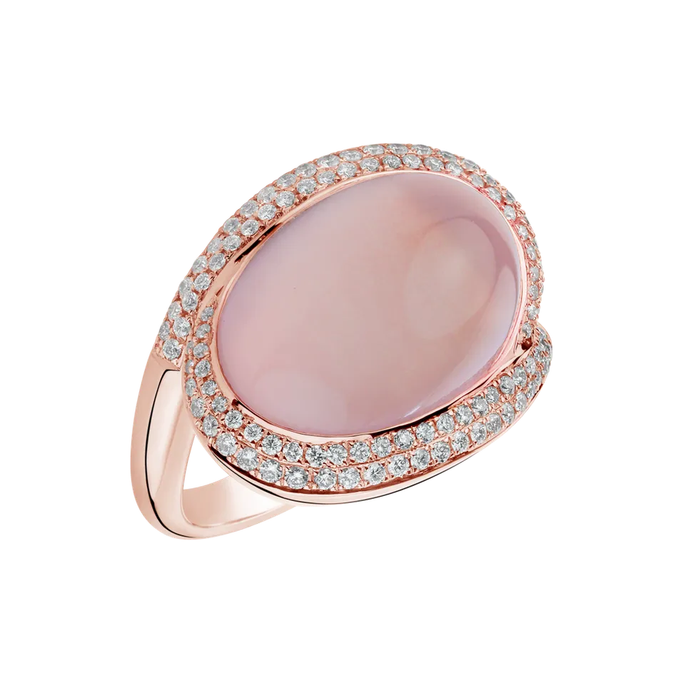 Prsteň s ruženínom a diamantmi Space Countess