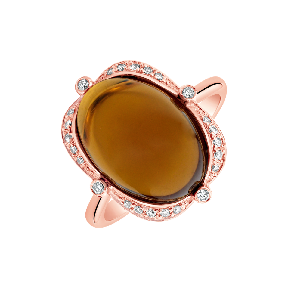Prsteň s quartzom a diamantmi Herbal love