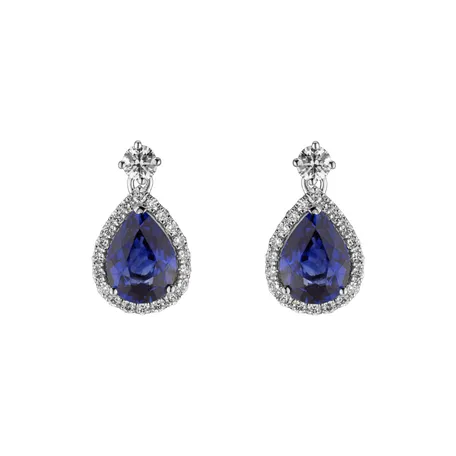 Náušnice s zafírom a diamantmi Shine Secret