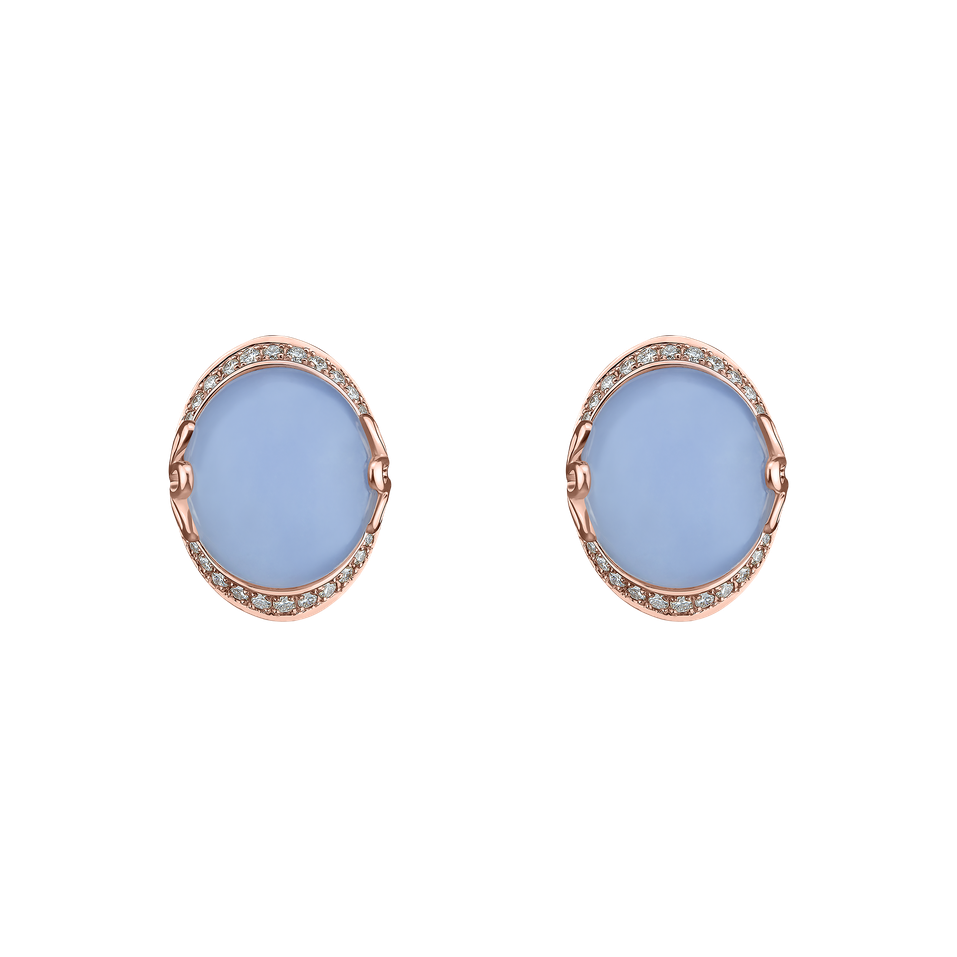 Náušnice s chalcedonom a diamantmi Mystique