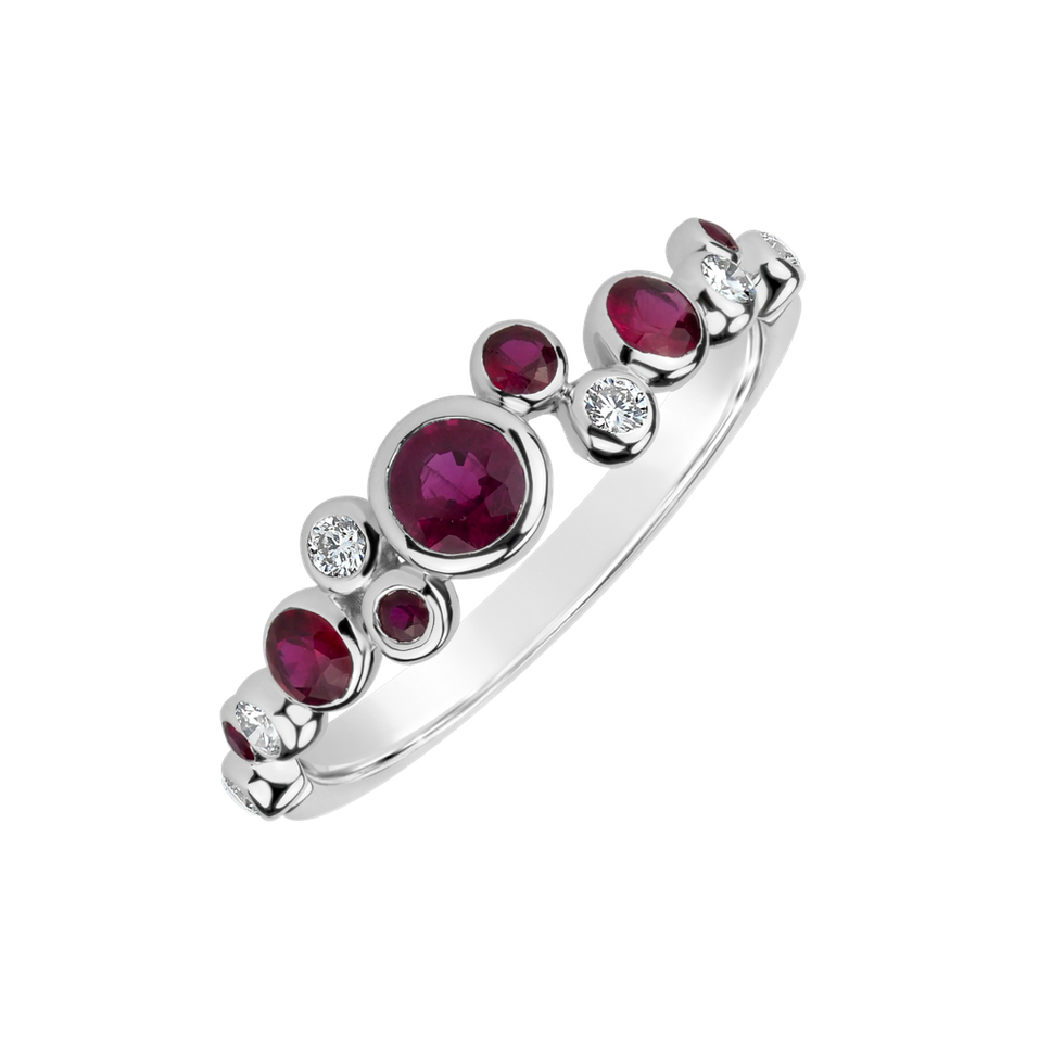 Prsteň s diamantmi a rubínmi Space Joy
