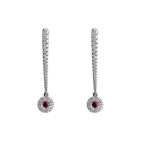 Náušnice s rubínom a diamantmi Sparkling Exclamation