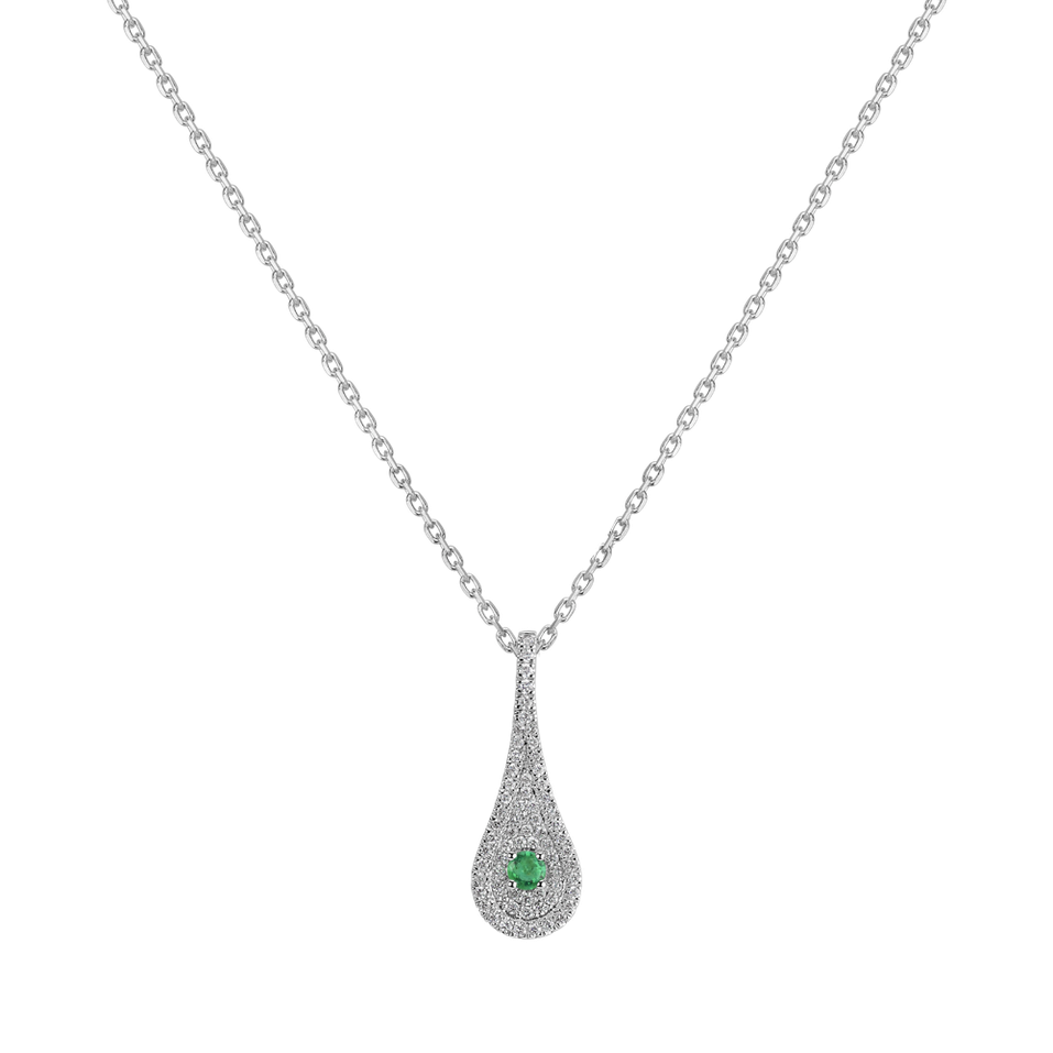 Přívěsok so smaragdom a diamantmi Classy Drop