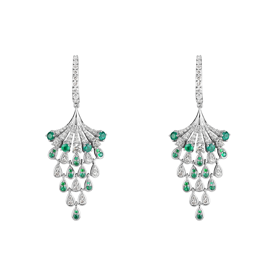 Náušnice s diamantmi a smaragdmi Royal Mesh
