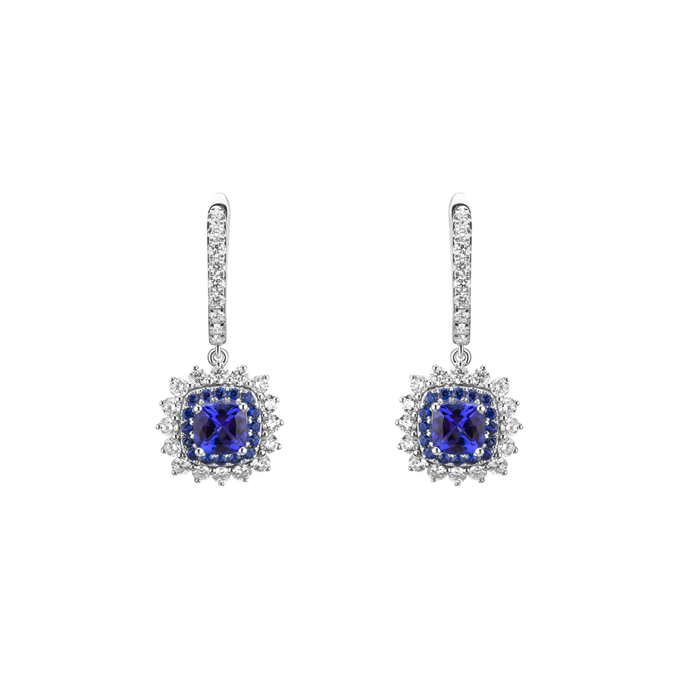 Náušnice s tanzanitmi a diamantmi Radiant Shine