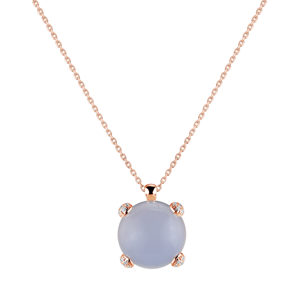 Náhrdelník s chalcedonom a diamantmi Royal Drop