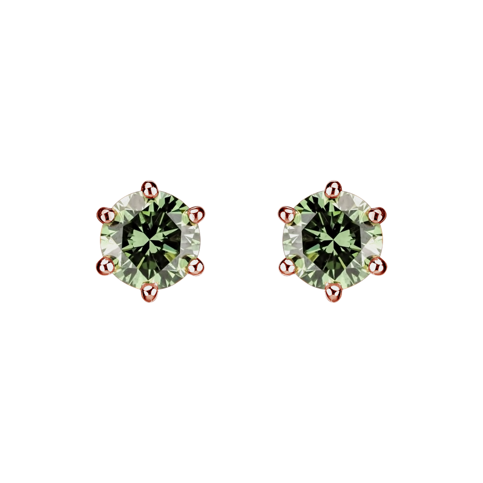 Náušnice s zeleným diamantom Vesper Romance