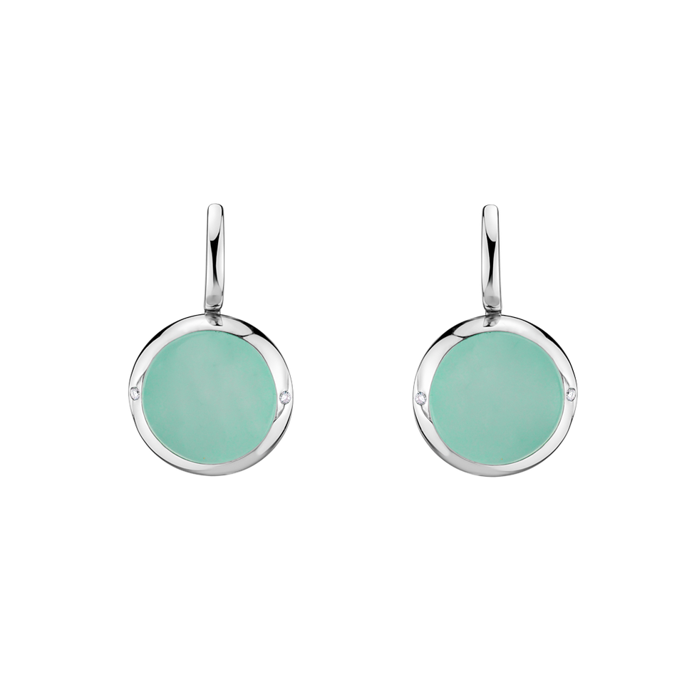 Náušnice s chalcedonom a diamantmi Simply Blossom
