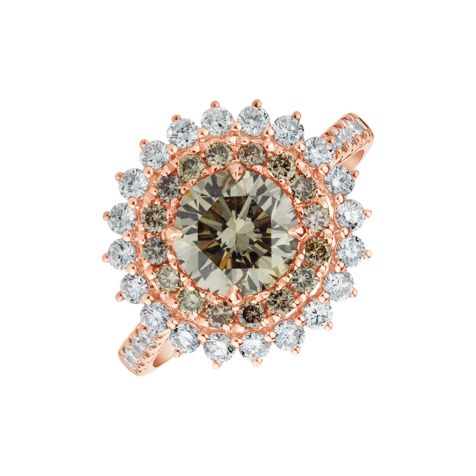 Prsteň s hnedými a bielymi diamantmi Mysterious Quest