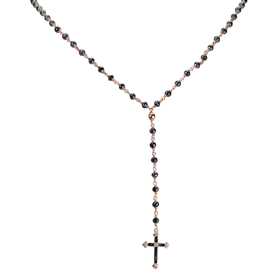 Náhrdelník s bielymi a čiernymi diamantmi Finley