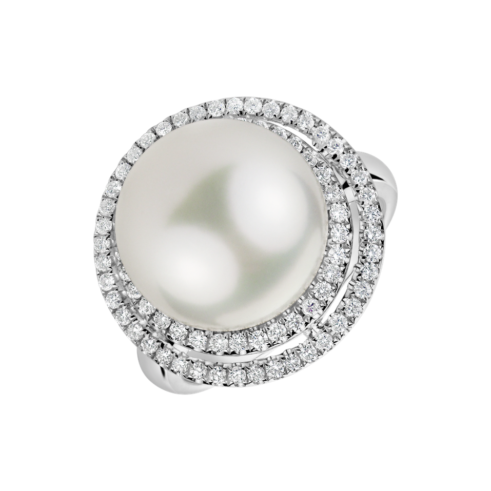 Prsteň s perlou a diamantmi Touch Ocean