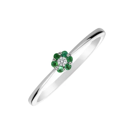 Prsteň s diamantom a smaragdmi Shiny Flower