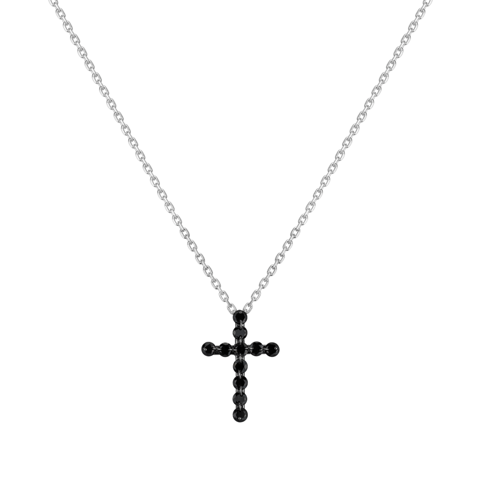 Přívěsok s čiernymi diamantmi Luxury Cross
