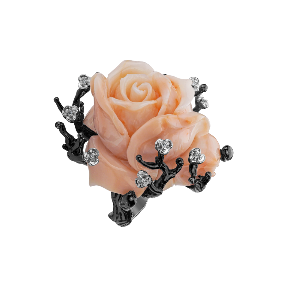 Prsteň s korálom diamantmi Branches