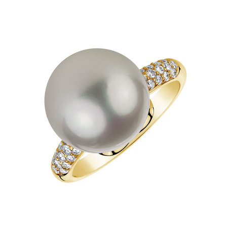 Prsteň s perlou a diamantmi Shiny Bubble