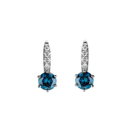 Náušnice s modrým diamantom a bielymi diamantmi Essential Glow
