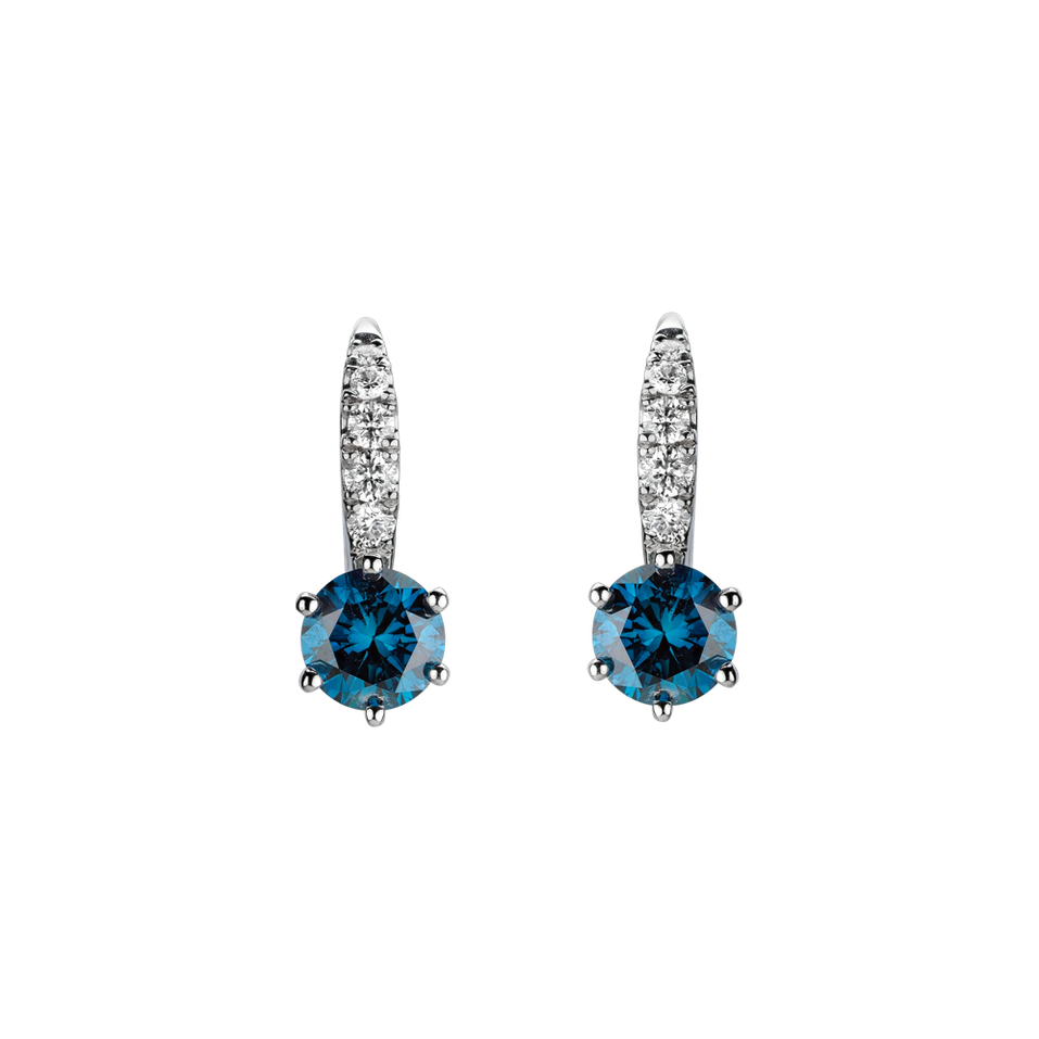 Náušnice s modrým diamantom a bielymi diamantmi Essential Glow