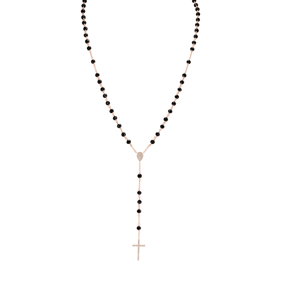 Náhrdelník s čiernymi diamantmi Elegant Cross
