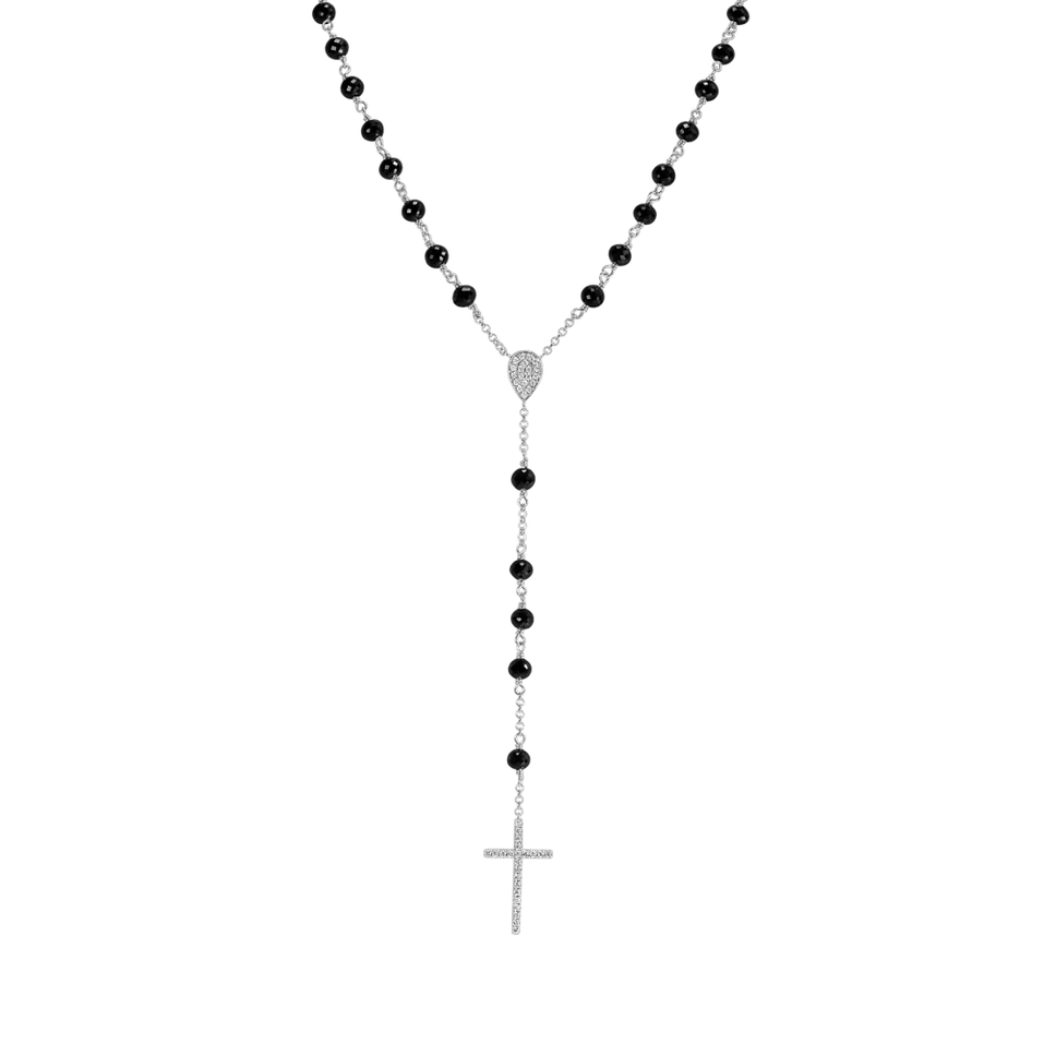 Náhrdelník s čiernymi diamantmi Elegant Cross