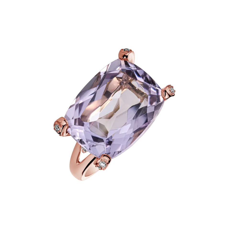 Prsteň s ametystom a diamantmi Oriental Lilac