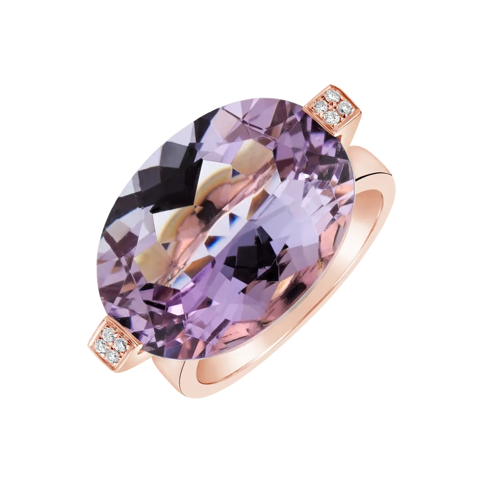 Prsteň s ametystom a diamantmi Amalasanda