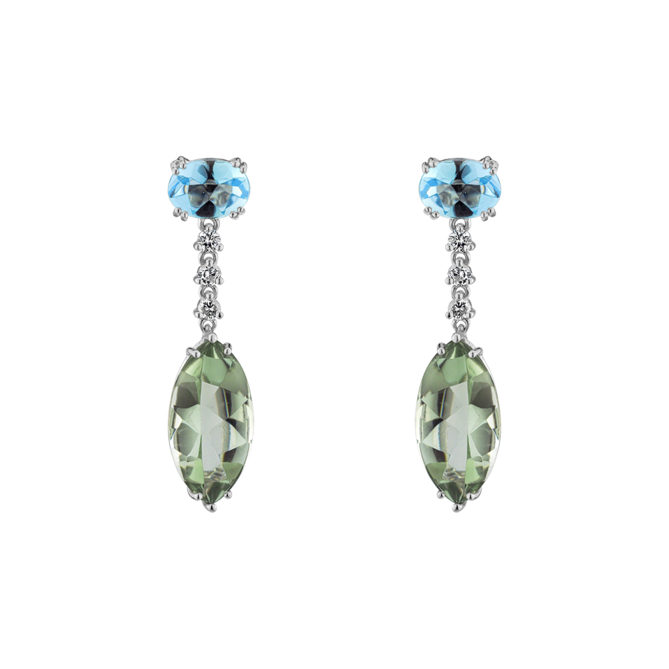 Náušnice s diamantmi, ametystom a topásom Twilight Harbour