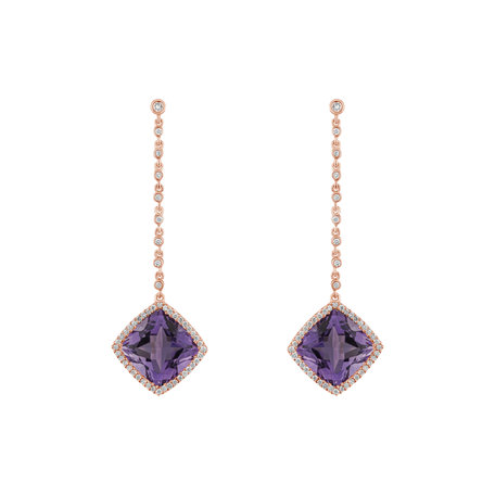 Náušnice s ametystom diamantmi Product License