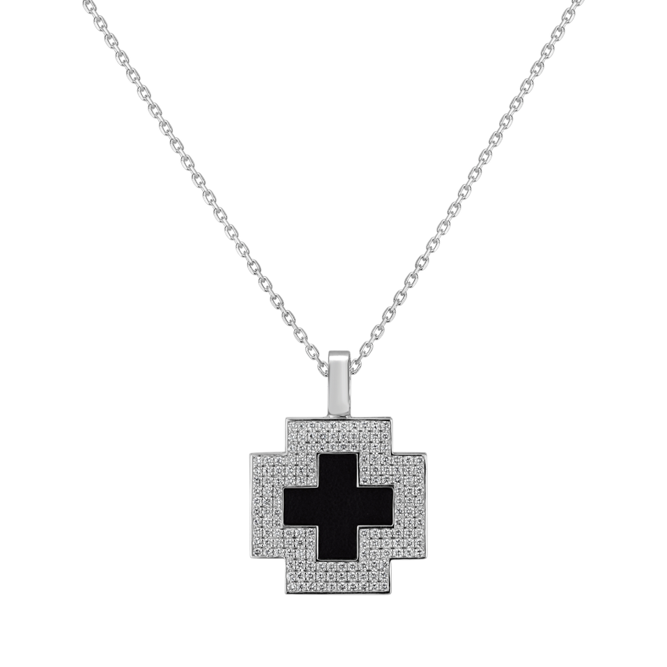 Přívěsok s onyxom a diamantmi Cross of Mystery