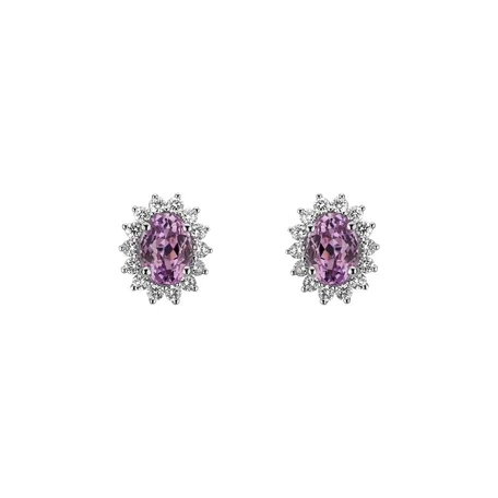 Náušnice s kunzitom a diamantmi Princess Sparkle