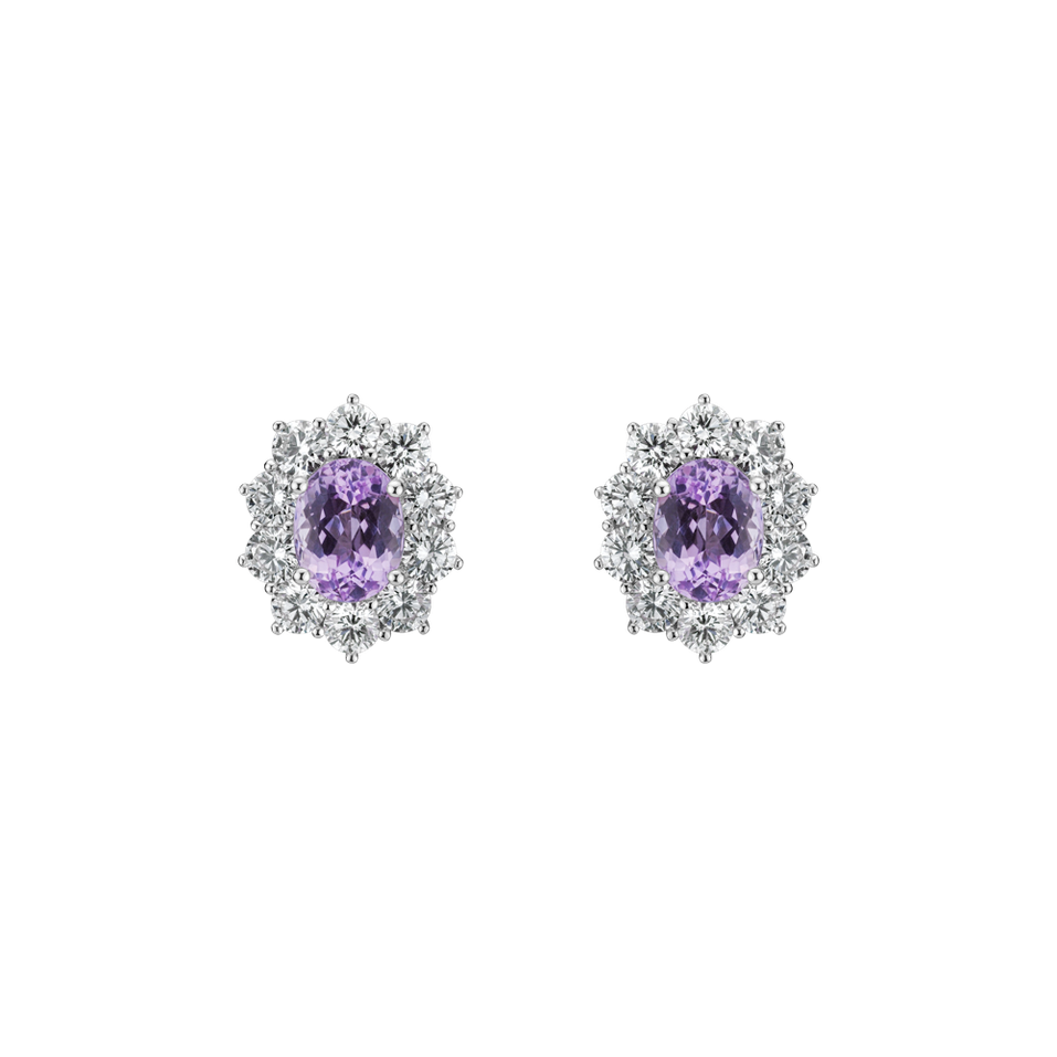 Náušnice s kunzitom a diamantmi Moon Witchery