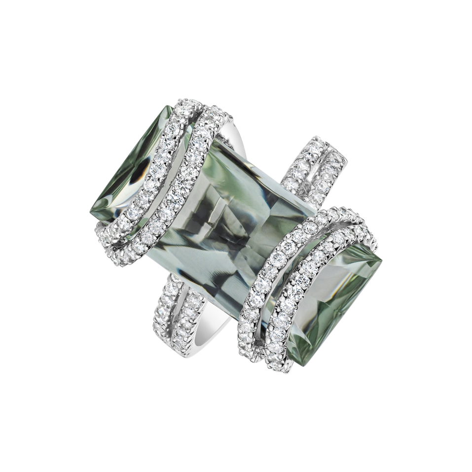 Prsteň s ametystom a diamantmi Sunny Treasure