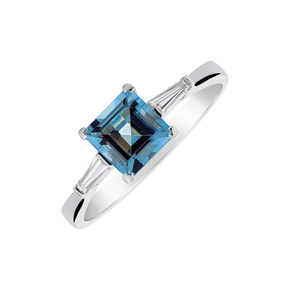 Prsteň s akvamarínom a diamantmi Classic Aqua