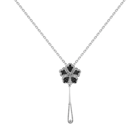 Přívěsok s čiernymi a bielymi diamantmi Magic Lotus