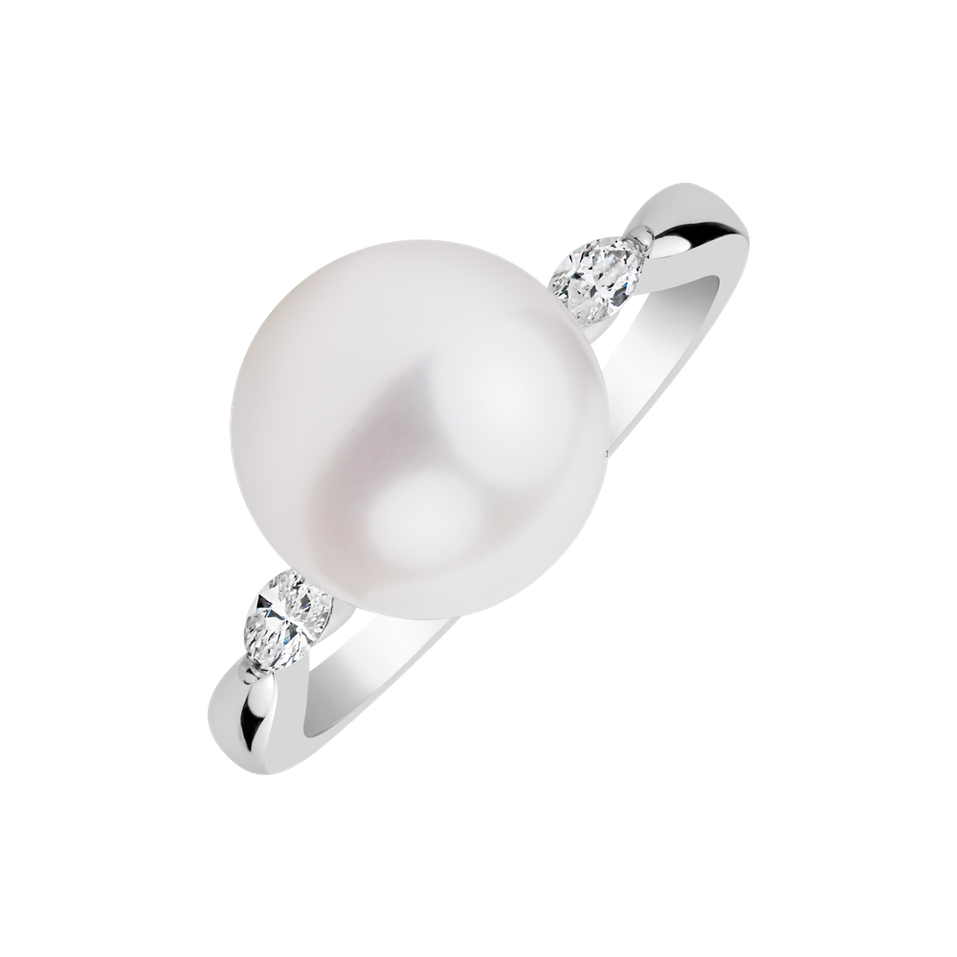 Prsteň s perlou a diamantmi Neptune Serenade
