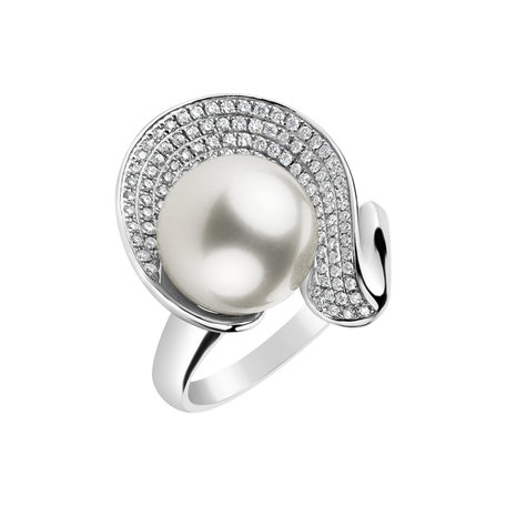 Prsteň s perlou a diamantmi One Pearl
