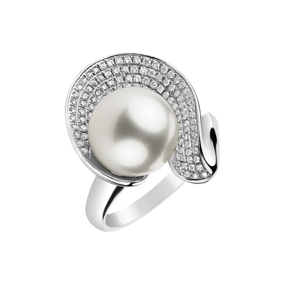 Prsteň s perlou a diamantmi One Pearl